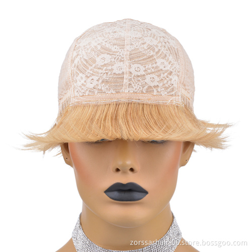 Cheap Machine Made None Pixie Cut Wigs For Women Peruvian Human Hair Lace Short Wigs